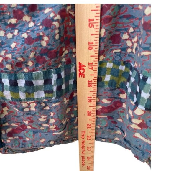 Little Journeys Chicago Mixed Print Sleeveless Flowey Teal Tank Top Sz L - Picture 6 of 8